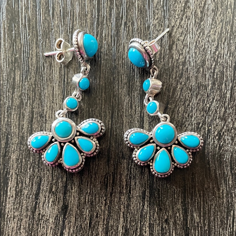 Turquoise 925 Silver dangle earrings Samuel B.